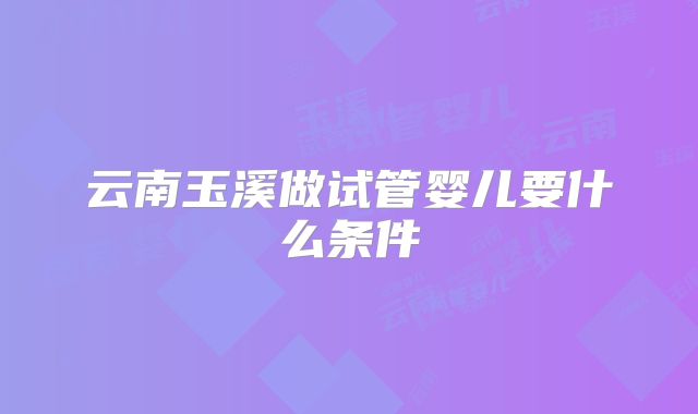 云南玉溪做试管婴儿要什么条件