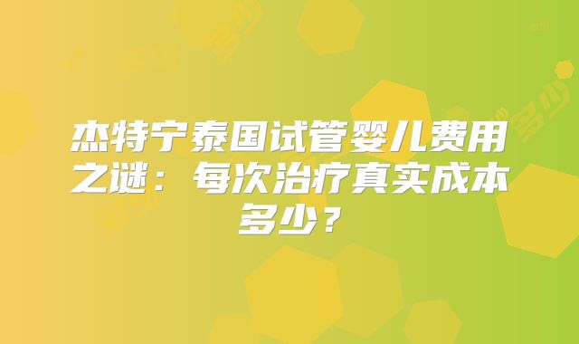 杰特宁泰国试管婴儿费用之谜：每次治疗真实成本多少？