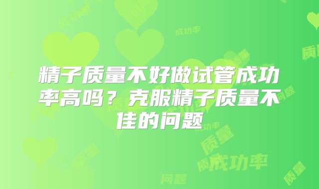 精子质量不好做试管成功率高吗？克服精子质量不佳的问题