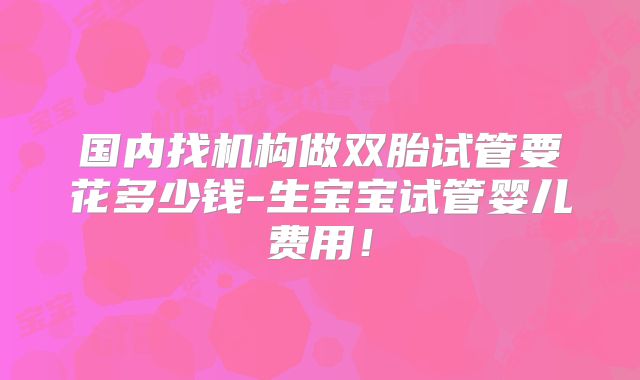 国内找机构做双胎试管要花多少钱-生宝宝试管婴儿费用！