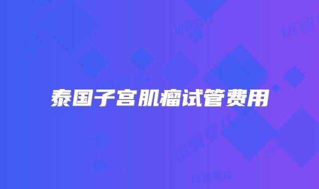 泰国子宫肌瘤试管费用
