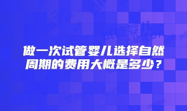 做一次试管婴儿选择自然周期的费用大概是多少？
