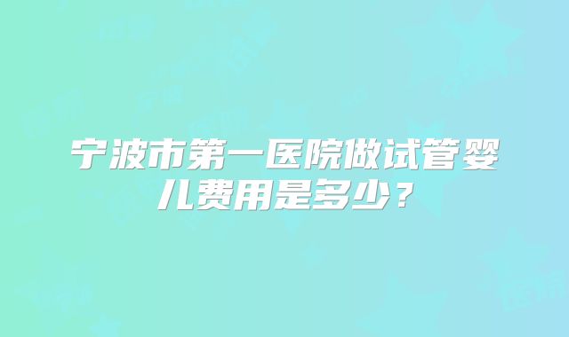 宁波市第一医院做试管婴儿费用是多少？