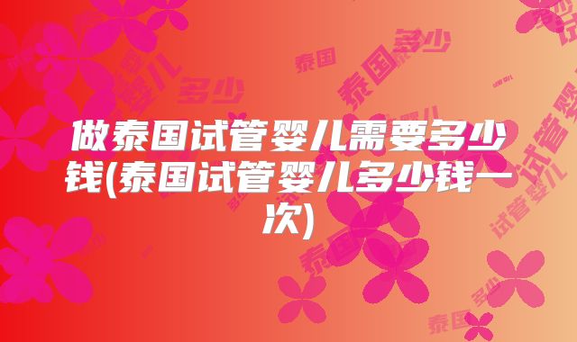 做泰国试管婴儿需要多少钱(泰国试管婴儿多少钱一次)