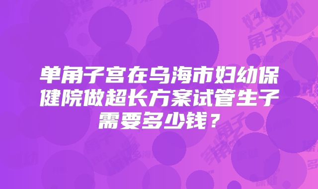 单角子宫在乌海市妇幼保健院做超长方案试管生子需要多少钱？
