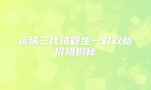 运城三代试管生一对双胎价格揭秘