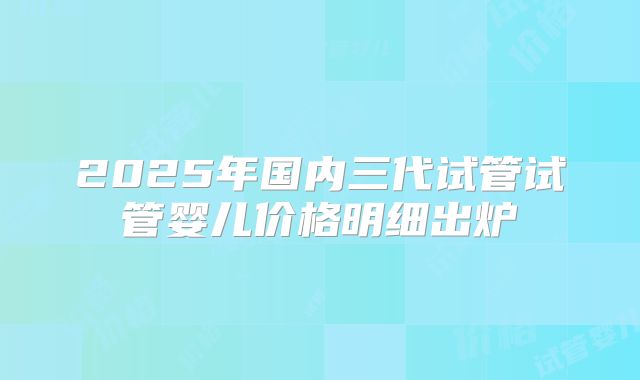 2025年国内三代试管试管婴儿价格明细出炉