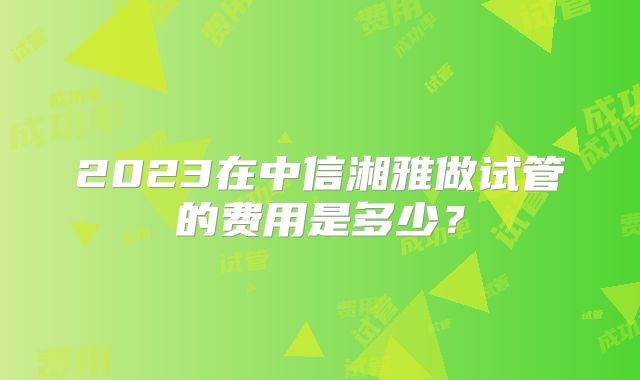 2023在中信湘雅做试管的费用是多少？
