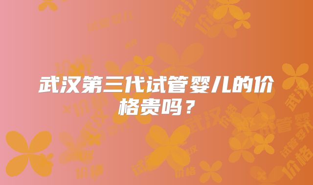 武汉第三代试管婴儿的价格贵吗？