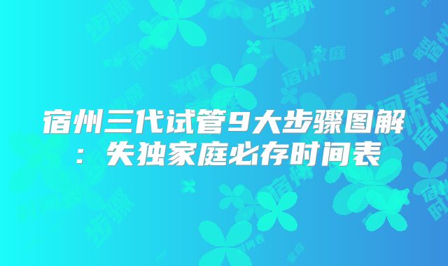 宿州三代试管9大步骤图解:失独家庭必存时间表