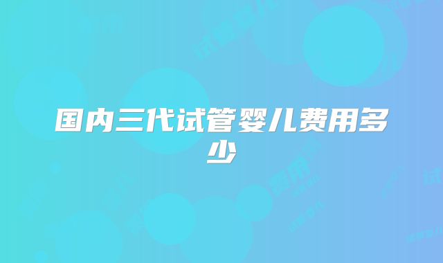 国内三代试管婴儿费用多少