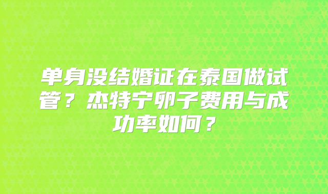 单身没结婚证在泰国做试管？杰特宁卵子费用与成功率如何？
