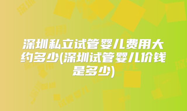 深圳私立试管婴儿费用大约多少(深圳试管婴儿价钱是多少)