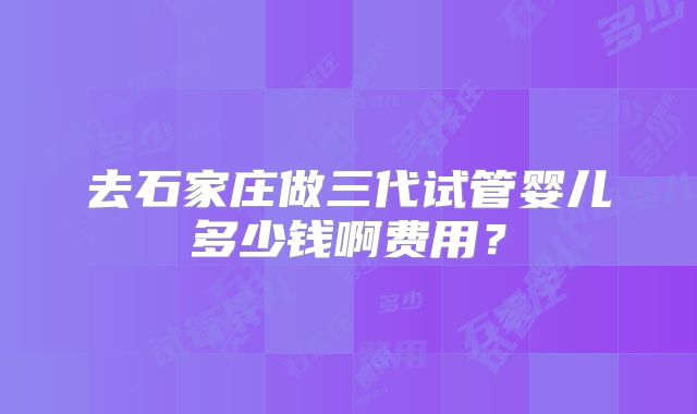 去石家庄做三代试管婴儿多少钱啊费用？