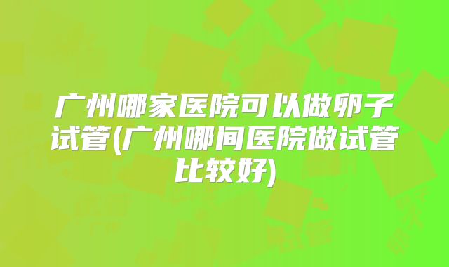 广州哪家医院可以做卵子试管(广州哪间医院做试管比较好)