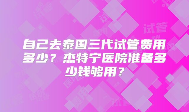 自己去泰国三代试管费用多少？杰特宁医院准备多少钱够用？