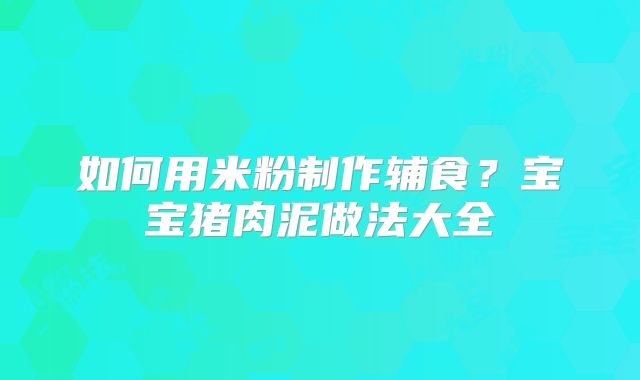 如何用米粉制作辅食？宝宝猪肉泥做法大全