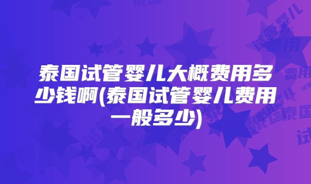 泰国试管婴儿大概费用多少钱啊(泰国试管婴儿费用一般多少)