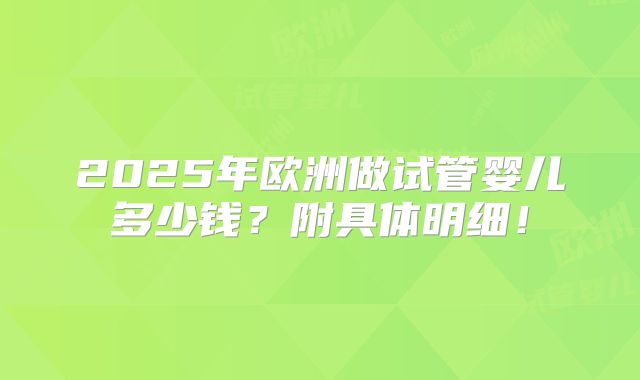 2025年欧洲做试管婴儿多少钱？附具体明细！
