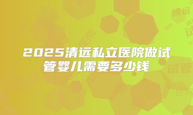 2025清远私立医院做试管婴儿需要多少钱