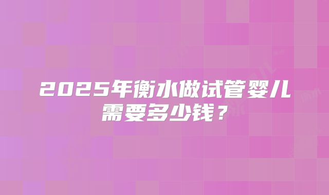 2025年衡水做试管婴儿需要多少钱？