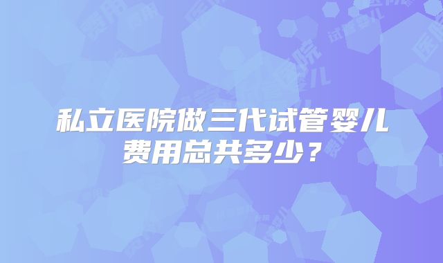 私立医院做三代试管婴儿费用总共多少？