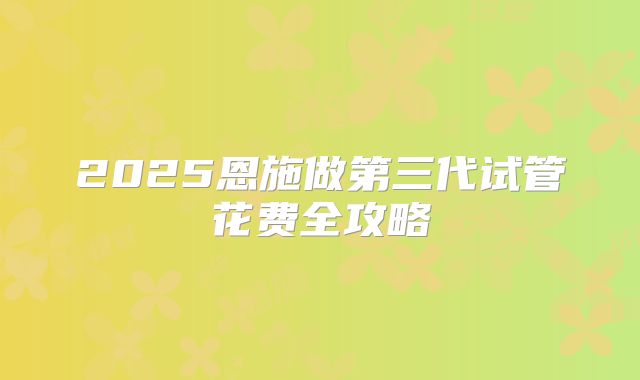 2025恩施做第三代试管花费全攻略
