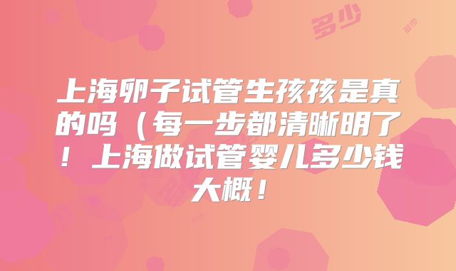 上海卵子试管生孩孩是真的吗（每一步都清晰明了！上海做试管婴儿多少钱大概！