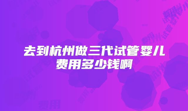 去到杭州做三代试管婴儿费用多少钱啊