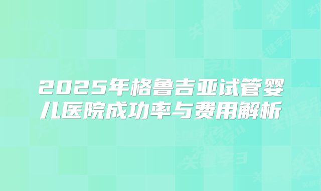2025年格鲁吉亚试管婴儿医院成功率与费用解析
