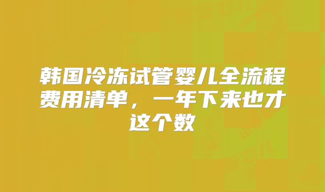 韩国冷冻试管婴儿全流程费用清单，一年下来也才这个数