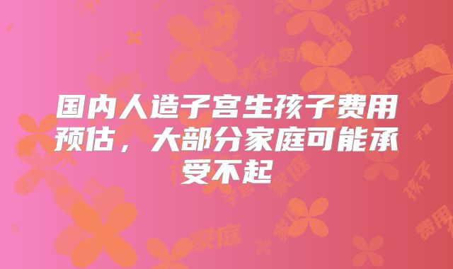 国内人造子宫生孩子费用预估，大部分家庭可能承受不起