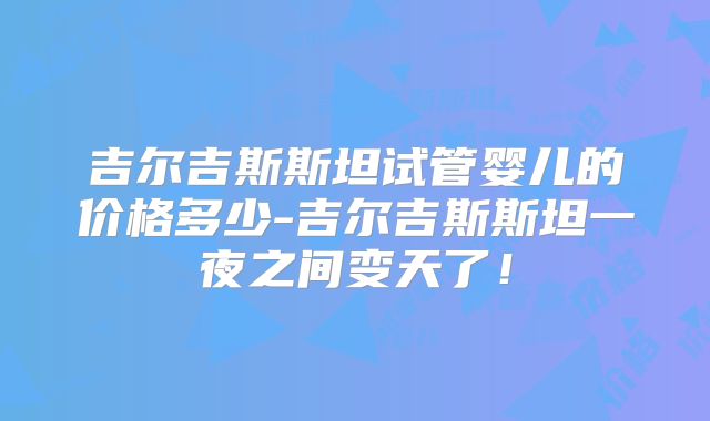 吉尔吉斯斯坦试管婴儿的价格多少-吉尔吉斯斯坦一夜之间变天了!
