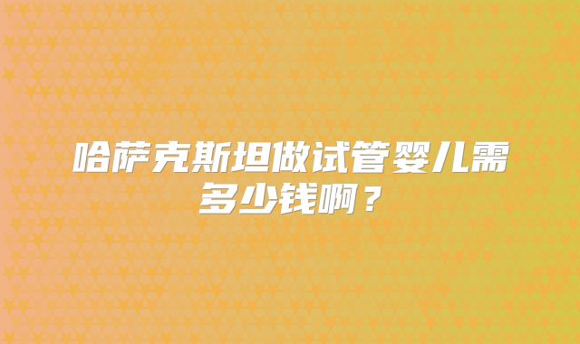 哈萨克斯坦做试管婴儿需多少钱啊？
