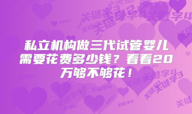 私立机构做三代试管婴儿需要花费多少钱？看看20万够不够花！