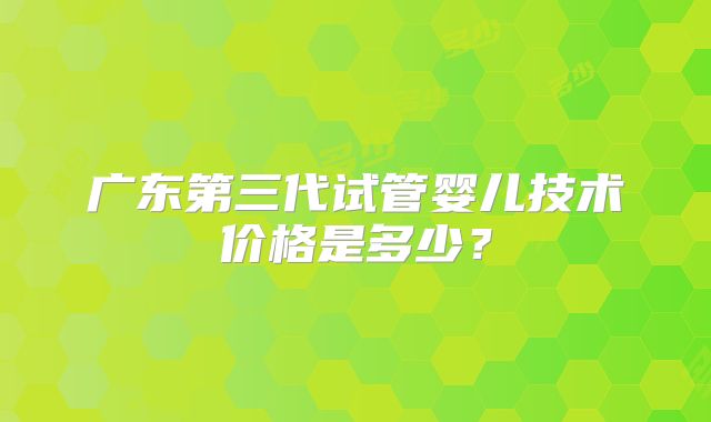 广东第三代试管婴儿技术价格是多少？