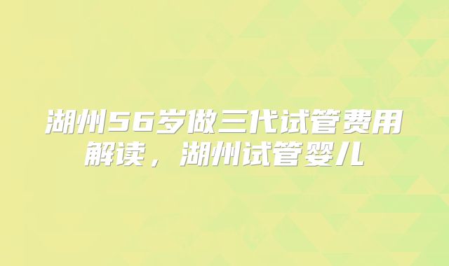 湖州56岁做三代试管费用解读，湖州试管婴儿