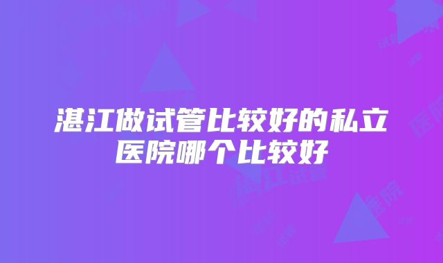 湛江做试管比较好的私立医院哪个比较好