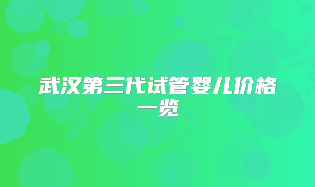 武汉第三代试管婴儿价格一览