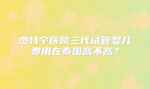 杰特宁医院三代试管婴儿费用在泰国高不高?