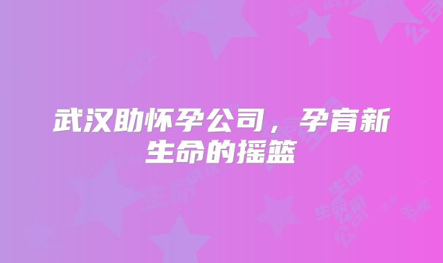 武汉助怀孕公司,孕育新生命的摇篮
