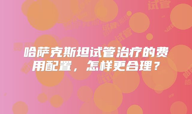 哈萨克斯坦试管治疗的费用配置，怎样更合理？