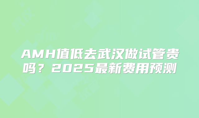 AMH值低去武汉做试管贵吗？2025最新费用预测