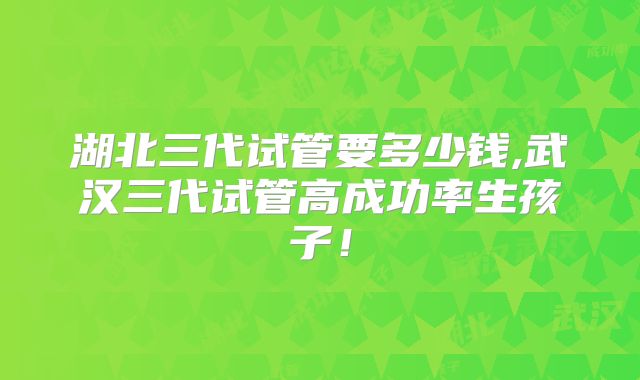 湖北三代试管要多少钱,武汉三代试管高成功率生孩子！