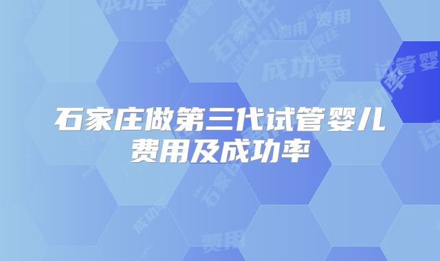 石家庄做第三代试管婴儿费用及成功率