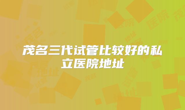 茂名三代试管比较好的私立医院地址