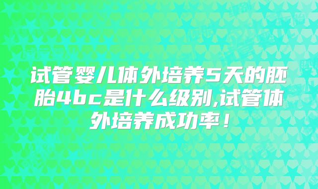 试管婴儿体外培养5天的胚胎4bc是什么级别,试管体外培养成功率！