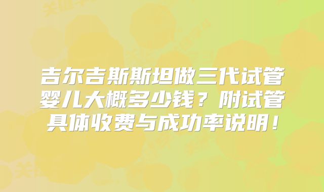 吉尔吉斯斯坦做三代试管婴儿大概多少钱?附试管具体收费与成功率说明!