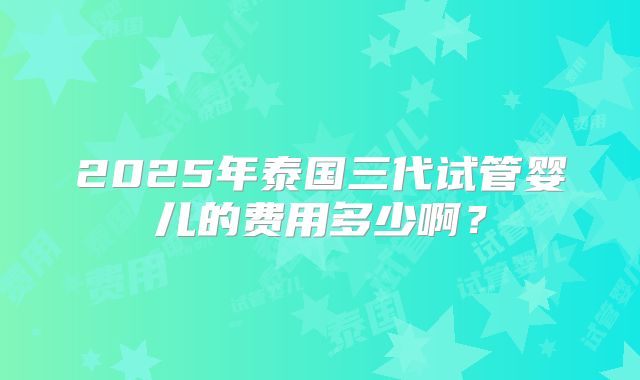 2025年泰国三代试管婴儿的费用多少啊？