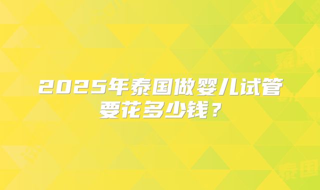 2025年泰国做婴儿试管要花多少钱？